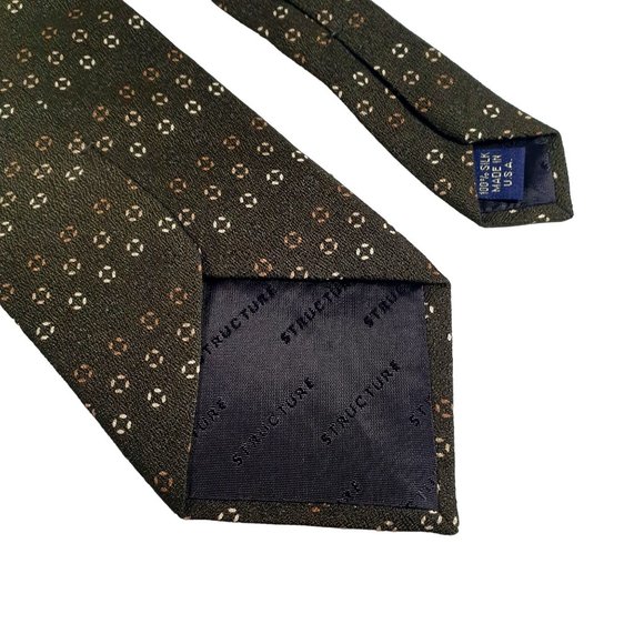 Structure Mens Necktie Tie Designer Accessory Office Work Casual Dad Gift Olive - Picture 5 of 5
